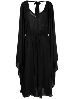 Midi obleka z draperijo Styland črna