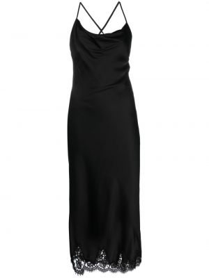 Csipkés szatén midi ruha Ermanno Firenze fekete
