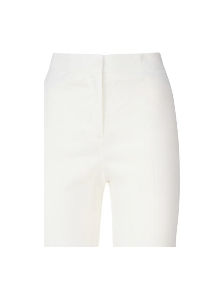 Lniane proste spodnie z wysoką talią Pinko białe