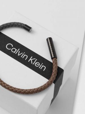 Usnjena zapestnica Calvin Klein rjava