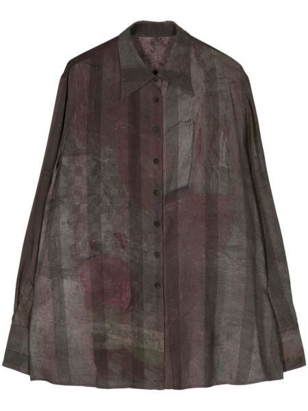 Asimetriška dryžuota marškiniai Ziggy Chen pilka