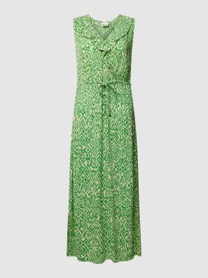 Zielona sukienka midi z wiskozy Ichi