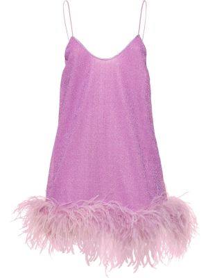 Sukienka mini w piórka Oséree Swimwear fioletowa