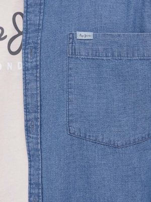 Koszula jeansowa na guziki puchowa Pepe Jeans niebieska