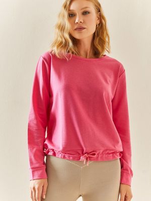 Pliszírozott pulcsi Xhan rózsaszín
