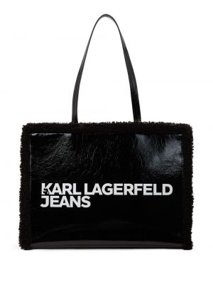 Shopper kabelka s potiskem Karl Lagerfeld Jeans černá