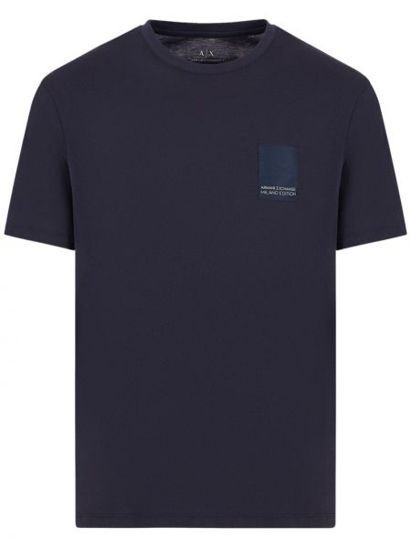 Памучна тениска Armani Exchange синьо