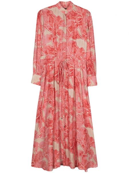 Μεταξωτή φόρεμα με σχέδιο με αφηρημένο print Kiton ροζ
