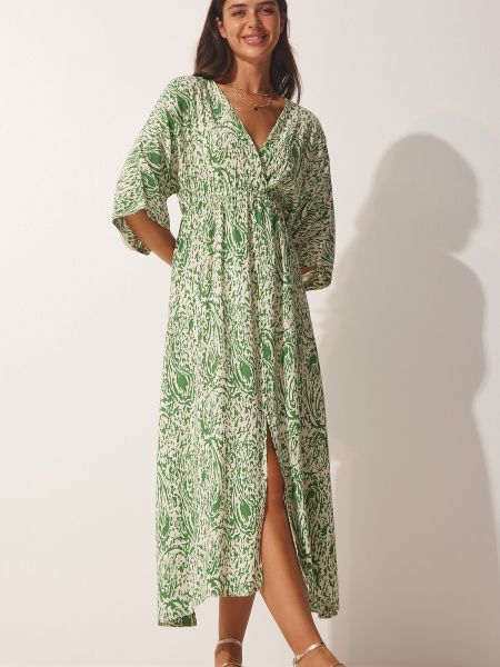 Sukienka długa z wiskozy Happiness İstanbul zielona