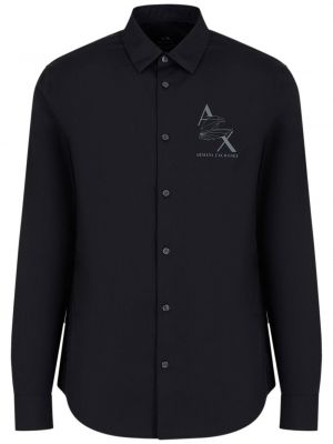 Bavlněná košile s potiskem Armani Exchange černá
