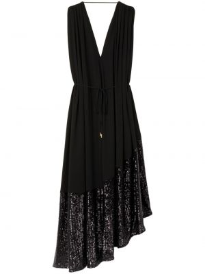 Πλισέ μάξι φόρεμα με παγιέτες Az Factory μαύρο
