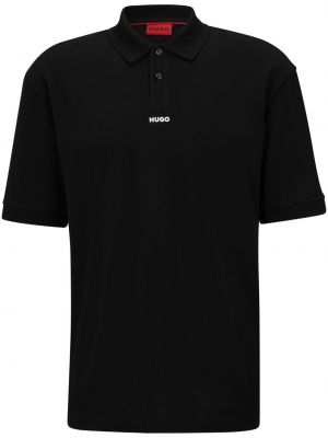 Kokvilnas polo krekls ar apdruku Hugo melns