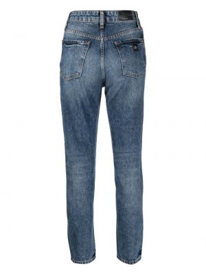 Skinny džíny s vysokým pasem s oděrkami Armani Exchange modré