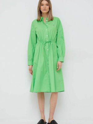 Хлопковое платье мини Tommy Hilfiger зеленое