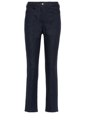 Jeansy skinny z wysoką talią slim fit Max Mara niebieskie