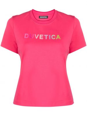 Памучна тениска с принт Duvetica розово