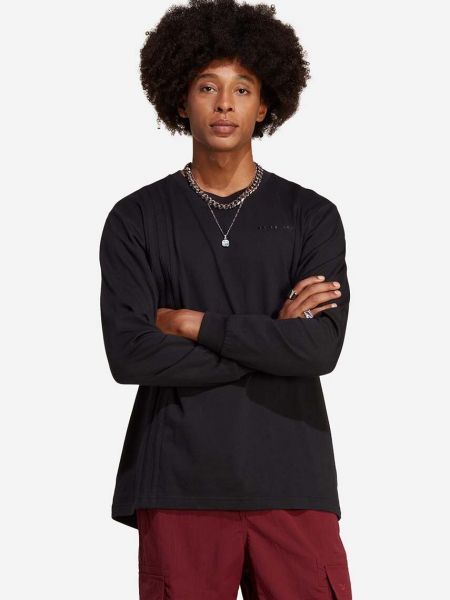 Bavlněné tričko s dlouhým rukávem s dlouhými rukávy Adidas Originals černé