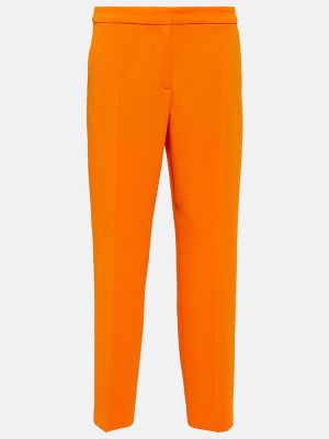 Slim fit ravne hlače iz krep tkanine Dries Van Noten oranžna