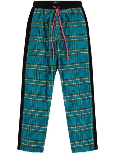 Карирани копринени спортни панталони Amiri синьо
