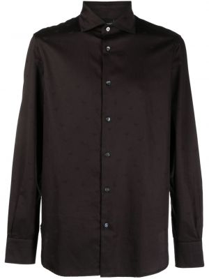 Βαμβακερό πουκάμισο Emporio Armani μαύρο