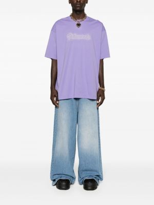 Bavlněné tričko Vetements fialové