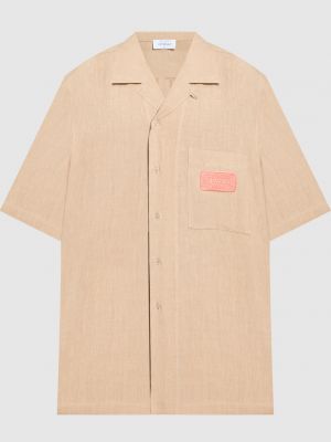 Бежевая льняная рубашка с принтом Off-white