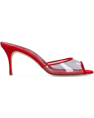 Sandale din piele de căprioară Manolo Blahnik roșu