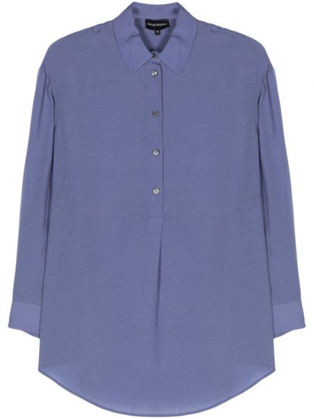 Košile z lyocellu Emporio Armani modrá