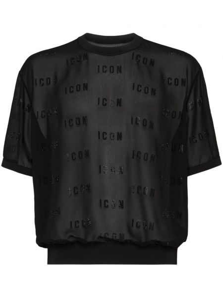 T-shirt med applikation i mesh Dsquared2 sort