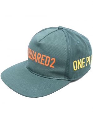Памучна шапка с козирки с принт Dsquared2 зелено