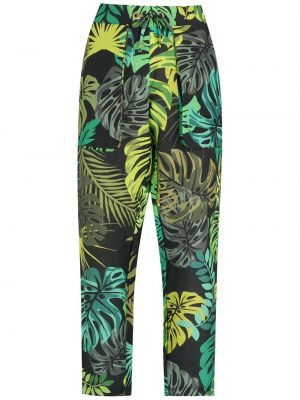 Rovné kalhoty s potiskem s tropickým vzorem Amir Slama zelené