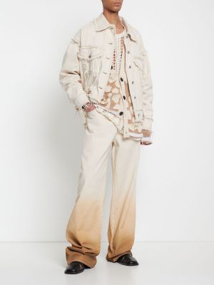 Batikované bavlněné džíny relaxed fit Federico Cina bílé