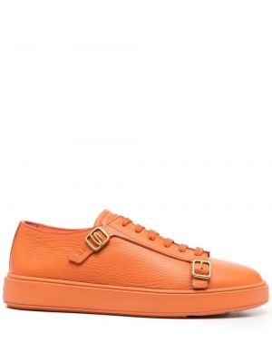 Csipkés bőr fűzős sneakers Santoni narancsszínű