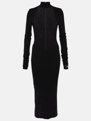 Sukienka midi z dżerseju koronkowa Dolce&gabbana czarna