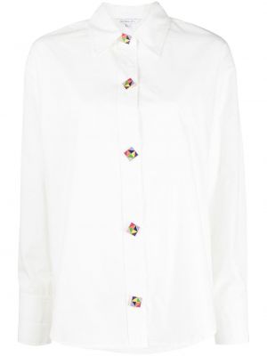 Klasické bavlněné dlouhá košile s knoflíky Olivia Rubin - bílá