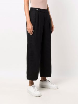 Plisované rovné kalhoty Lauren Ralph Lauren černé