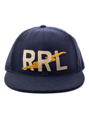 Veltinio kepurė su snapeliu su aplikacija Ralph Lauren Rrl mėlyna