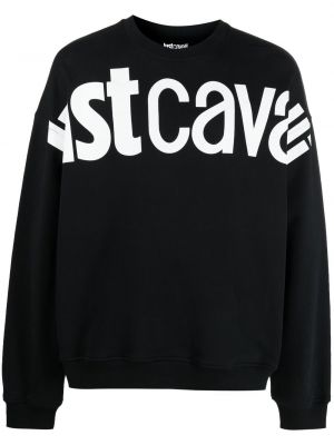 Памучен пуловер с принт Just Cavalli черно