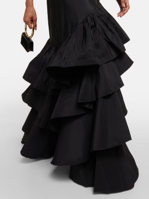 Jedwabna sukienka długa z falbankami Johanna Ortiz czarna
