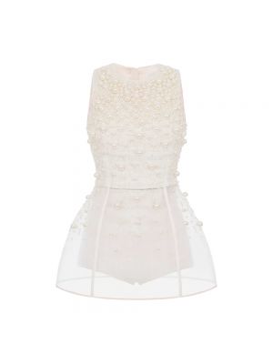 Sukienka mini z perełkami Elisabetta Franchi biała