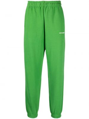 Vienkrāsains kokvilnas treniņtērpa bikses ar apdruku Monochrome zaļš