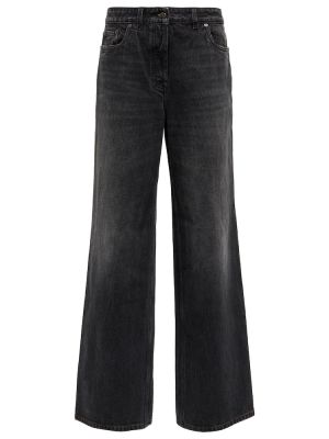 Voľné džínsy s nízkym pásom Prada sivá