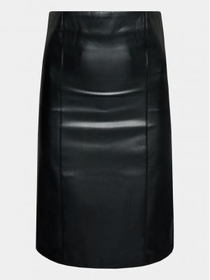 Кожена коктейлна рокля slim Gina Tricot черно