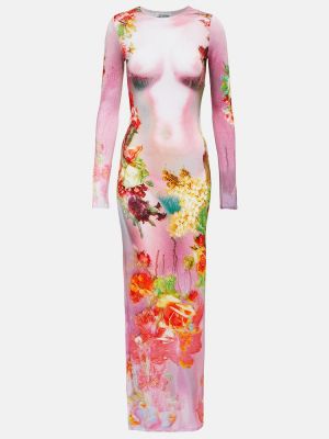Rochie lunga cu model floral cu imagine Jean Paul Gaultier