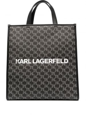 Шопинг чанта с принт Karl Lagerfeld черно