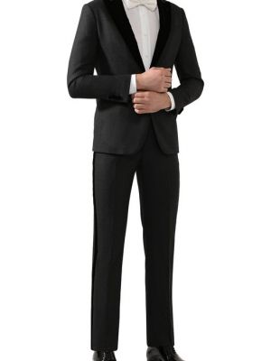Шелковый шерстяной костюм Giorgio Armani серый