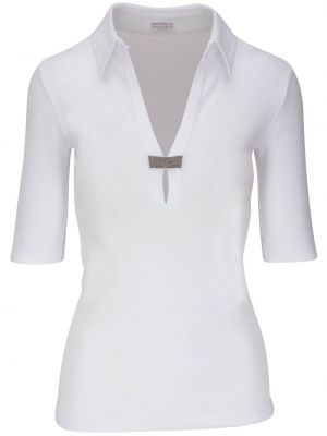 Памучна блуза Brunello Cucinelli бяло
