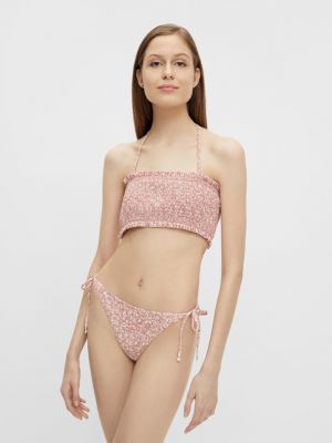 Bikini cu model floral Pieces roz