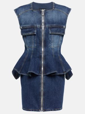 Sukienka jeansowa z baskinką Givenchy niebieska