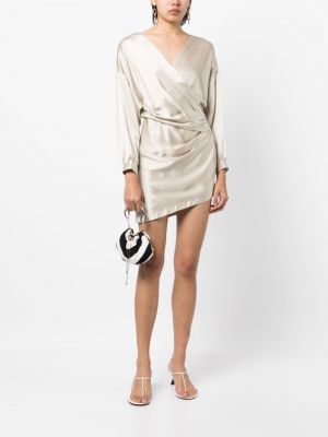 Drapované mini šaty Michelle Mason béžové